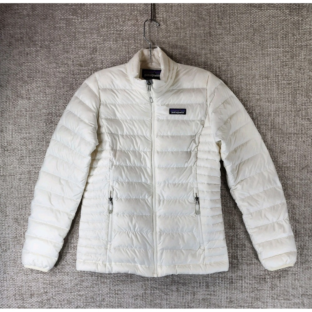 Patagonia Goose Down Sweater Jacket Womens XS Ivory Puffer Insulated Nice!